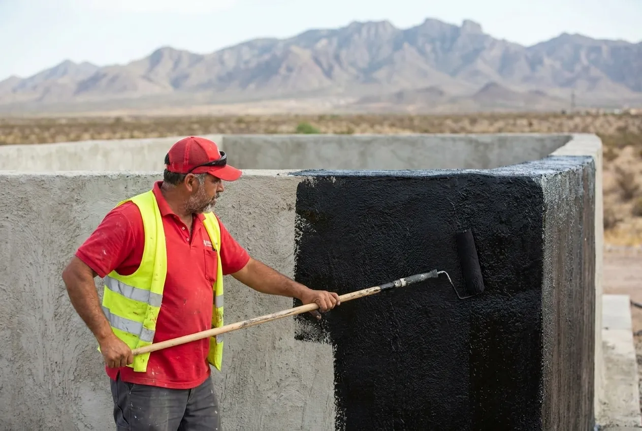 Aplicación de sellador en un tanque de almacenamiento de agua